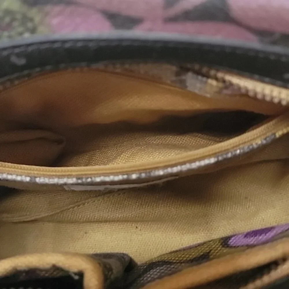 SPARTINA 449 Linen Purple Green Floral Printed Boho Preppy Satchel Crossbody Bag
